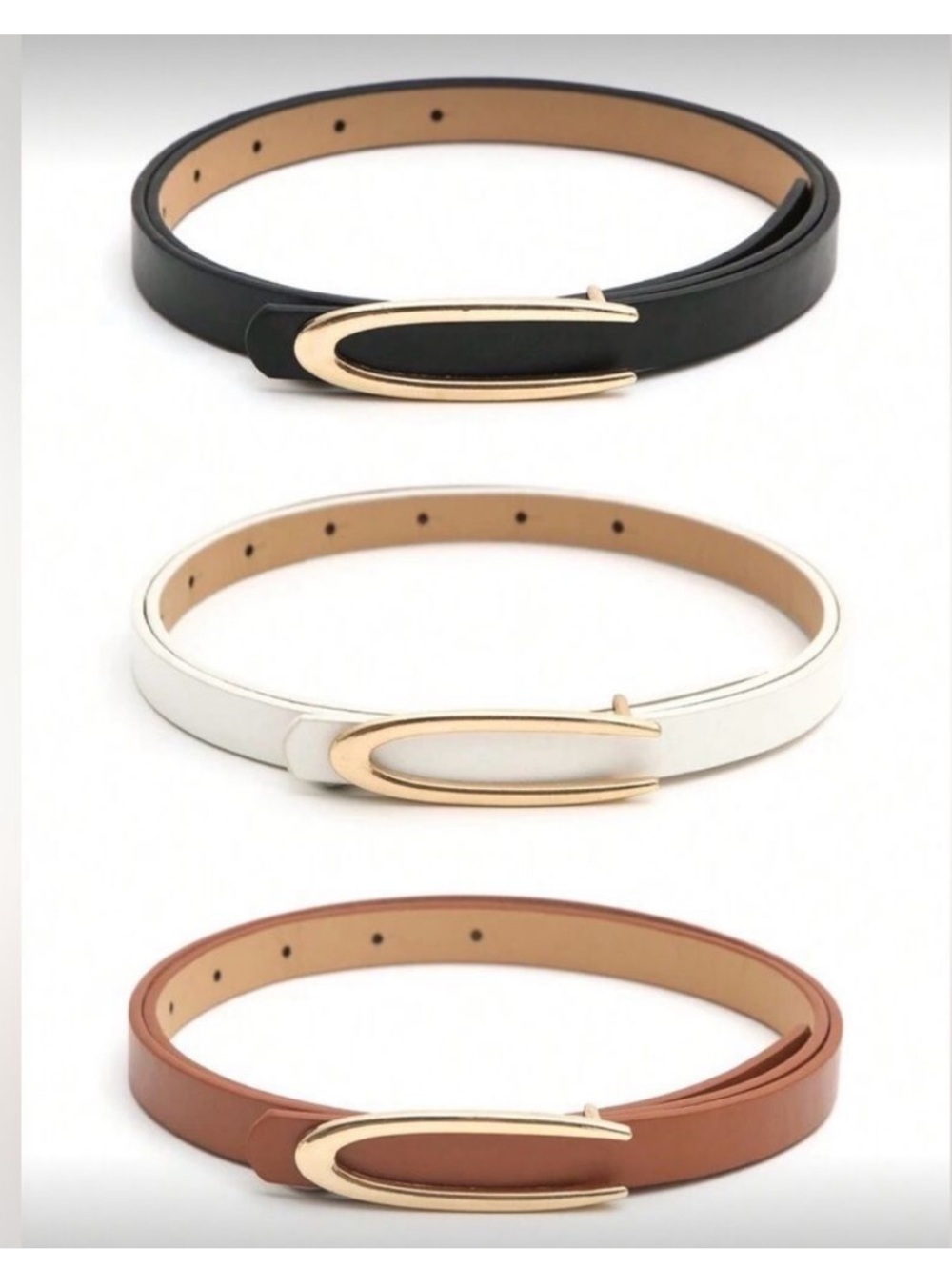 Classic Women's Belt Set — Black, White & Brown